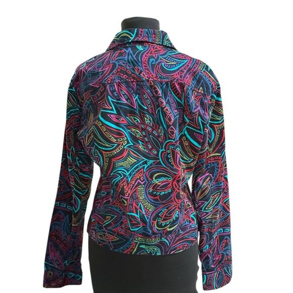 Vtg 90s Artsy Eclectic Colorful Printed Jacket Womens M Funky Maximalist Unique - Picture 5 of 7